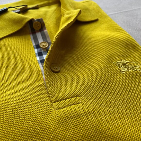 Burberry London Men's New Casual Yellow Color Polo Shirt Medium Size - Picture 9 of 10
